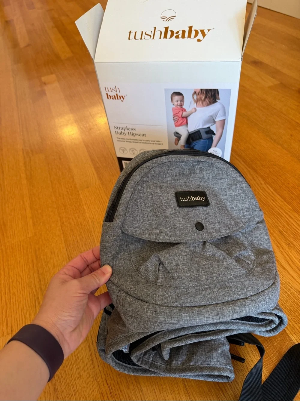 Gray Strapless Baby Hipseat Carrier - Tushbaby